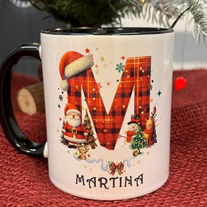 Personalized Christmas Alphabet Letter and Name Mug