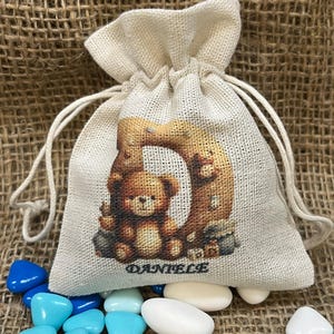 Personalized favor bag - bag for baptism birth birthday communion confirmation - personalized bag with name