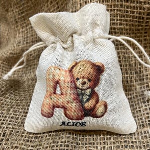 Personalized favor bag - bag for baptism birth birthday communion confirmation girl - personalized bag with name
