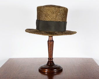 Jethro Hand Dyed Sisal Straw Top Hat/Tall Boater w/ wired brim-Androgynous Style