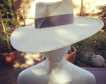 Kashima Ivory Panama Straw Corina Haywood Hat for men and women with Hand Sculpted Details-Large Brim Fedora-Made to Order in your head size