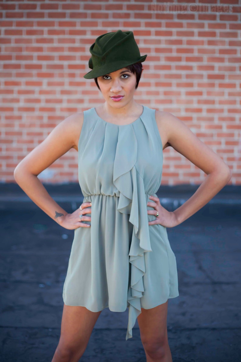 Corina Haywood Modern Millinery 'Pixie' 1940s inspired Free-Form Fur Felt Sculpted Tilt Hat/Cloche 画像 3