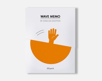 Wave Memo (Main, Orange) - Réinvention du post-it-note - Conçu et fabriqué en Angleterre