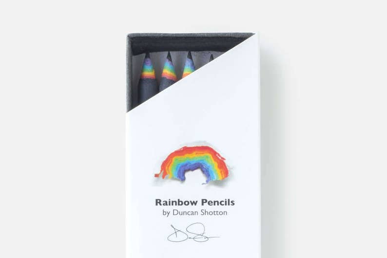 Rainbow Pencils The SUPER 5 pack, BLACK recycled paper pencil set for unique stationery addicts image 1