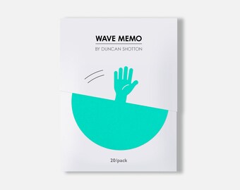 Wave Memo (Hand, Turquoise) - Unique paper stationery - Designed and made in England