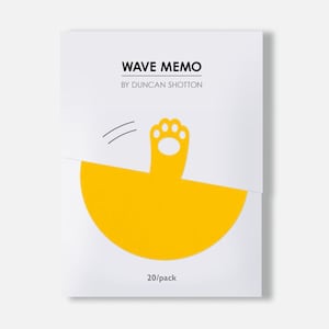 Wave Memo (Paw, Ginger) - Unique paper cat stationery - Designed and made in England