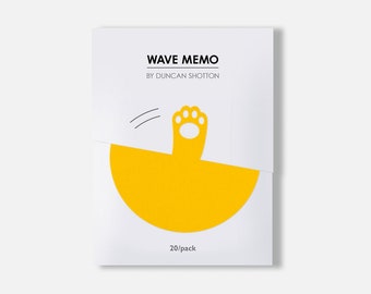 Wave Memo (Paw, Ginger) - Unique paper cat stationery - Designed and made in England
