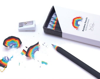 Rainbow Pencils the SUPER 5 Pack, BLACK recycled Paper Pencil Set