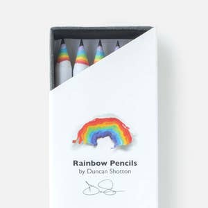 Rainbow Pencils The SUPER 5 pack, WHITE recycled paper pencil set for unique stationery addicts image 1