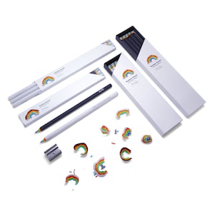 Rainbow Pencils basic 3 pack, WHITE recycled paper pencil set for unique stationery addicts imagem 5