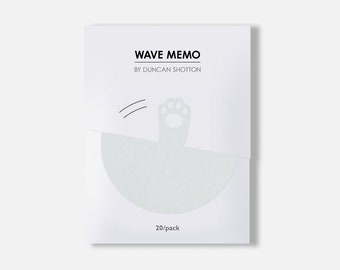 Wave Memo (Paw, Grey) - Unique paper cat stationery - Designed and made in England