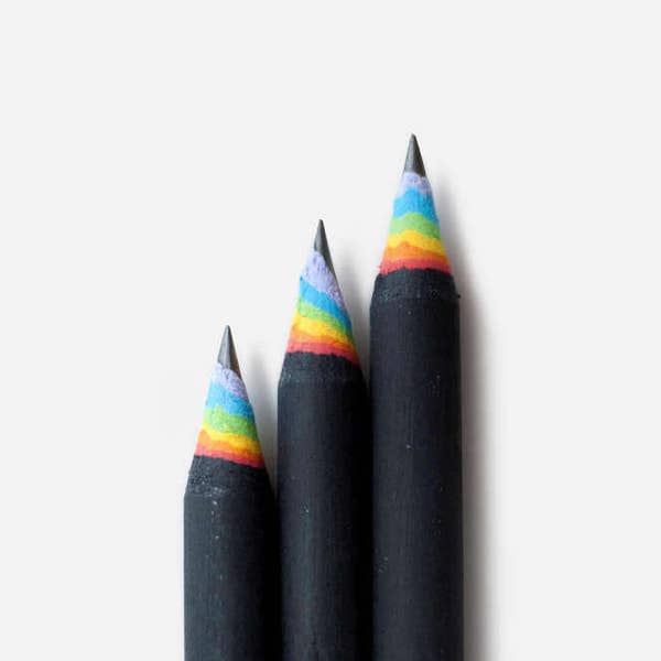 Rainbow Pencils, 3 pack, BLACK (recycled paper pencil set for lovers of unique, designer stationery)
