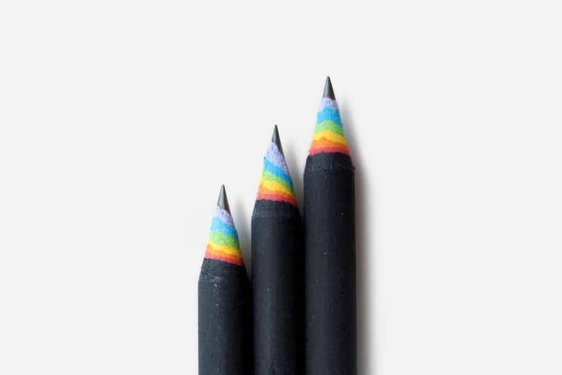 Rainbow Pencils, 3 pack, BLACK (recycled paper pencil set for lovers of unique, designer stationery) 