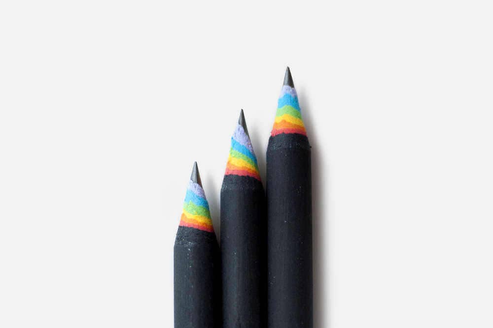 Rainbow Pencils, 3 Pack, BLACK recycled Paper Pencil Set for Lovers of  Unique, Designer Stationery 