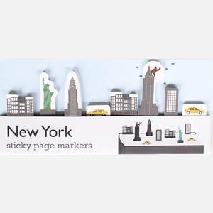 New York Sticky Page Markers - segnalibri adesivi con skyline della città per gli amanti della cancelleria. Aggiungi ai preferiti quel promemoria con queste linguette per segnalibri in carta