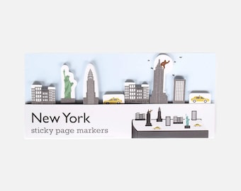 New York Sticky Page Markers - city skyline stickies for stationery addicts. Bookmark that memo with these paper index bookmarking tabs