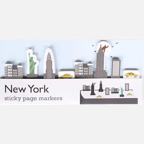 New York Sticky Page Markers - city skyline stickies for stationery addicts. Bookmark that memo with these paper index bookmarking tabs