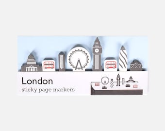 London Sticky Page Markers - city skyline stickies for stationery addicts. Bookmark that memo with these paper index bookmarking tabs