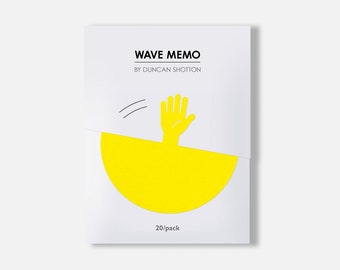 Wave Memo (Hand, Yellow) - Unique paper stationery - Designed and made in England