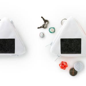 Onigiri Coin Case rice ball triple-pocket purse / Japanese inspired multi-pocket, part-tyvek wallet image 2