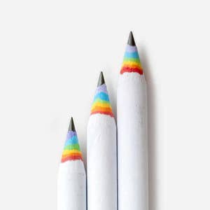 Lot de 3 crayons arc-en-ciel, BLANCS ensemble de crayons en papier recyclé pour les amateurs de papeterie originale image 1