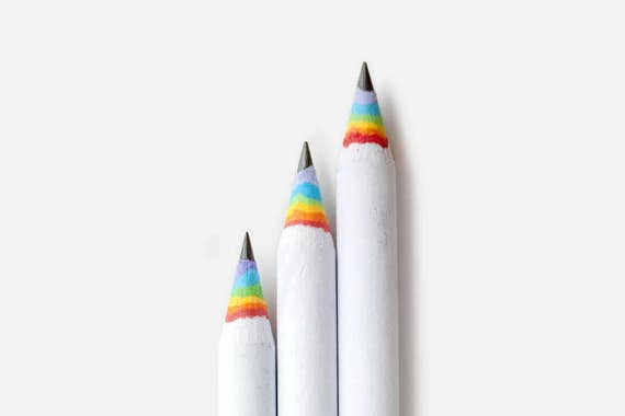 Set Beautiful White Colored Pencils Of Colored Pencils On White