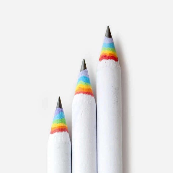 Rainbow Pencils - basic 3 pack, WHITE (recycled paper pencil set for unique stationery addicts)