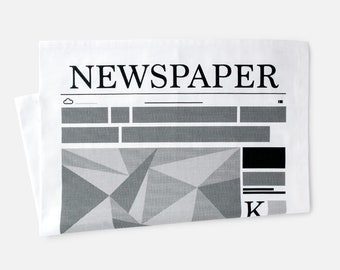 Newspaper tea-towel - minimal design drying-up cloth / dish towel. Made in UK for simple, minimalist, modern style interiors