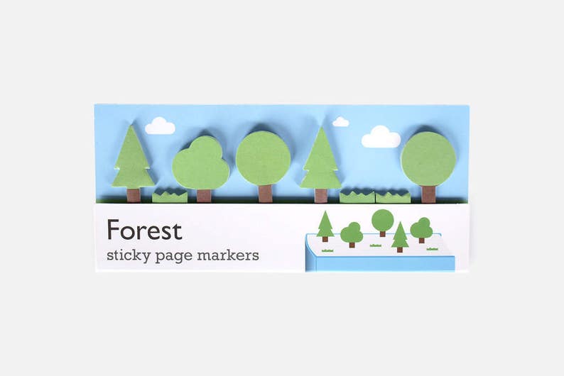 Forest Sticky Page Markers paper tree stickies for stationery addicts. Bookmark that memo with these paper index bookmarking sticky notes image 1