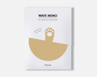Wave Memo (Paw, Brown) - Unique paper cat stationery - Designed and made in England