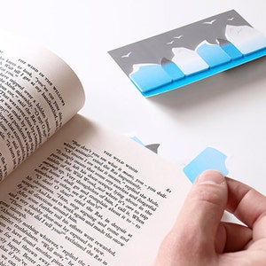 Ocean Sticky Page Markers paper sticky notes for bookmarking and making mini memos, great gift for shark fin fans & stationery addicts image 2