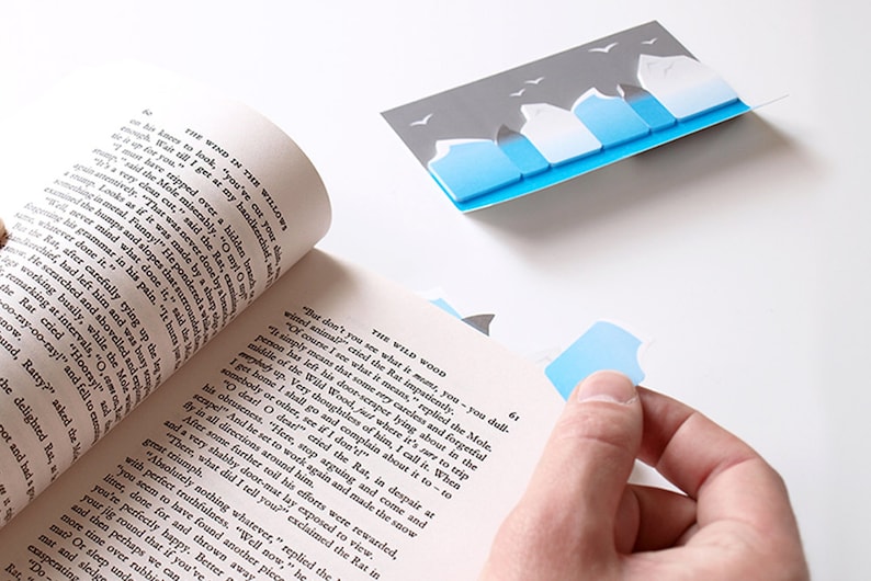 Ocean Sticky Page Markers paper sticky notes for bookmarking and making mini memos, great gift for shark fin fans & stationery addicts image 2