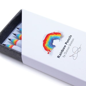 Rainbow Pencils The SUPER 5 pack, WHITE recycled paper pencil set for unique stationery addicts image 5