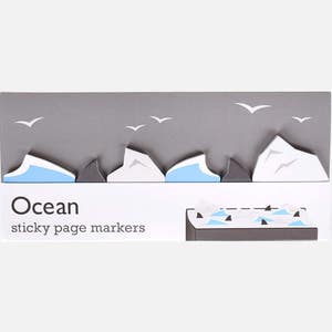 Ocean Sticky Page Markers: foglietti adesivi di carta per creare segnalibri e mini promemoria, un regalo fantastico per gli amanti delle pinne di squalo e per gli amanti della cancelleria!