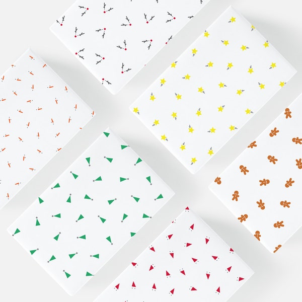 6 x emballages cadeaux minimalistes de NOËL. Papier d'emballage imprimable, A4 et A3, bricolage avec téléchargement instantané pour Noël de dernière minute