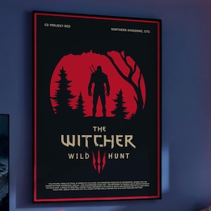 The Witcher 3 Poster - Wild Hunt Art Print, Fantasy Game Decor, RPG Gaming Poster, Gift for Gamer Room Setup