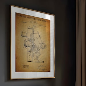 Poster Brevetto Macchina per proiezione cinematografica (US1038586-1) - Stampa retro cinema, arte da parete industriale, decorazione tecnica