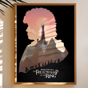 Il Signore degli Anelli: La Compagnia dell'Anello Poster - Arte Fantasy, Stampa Epica, Regalo per LOTR Fan, Sagoma di Frodo