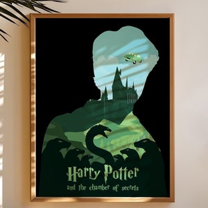 Harry Potter e la Camera dei Segreti Poster - Arte Magica, Stampa Decorativa, Regalo per Fan di Hogwarts, Silhouette di Tom Riddle
