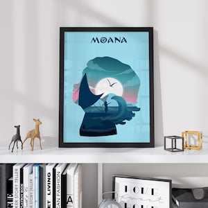 Poster Oceania - Stampa Arte da Parete, Film d'Animazione, Stile Disney, Regalo per Amanti del Cinema