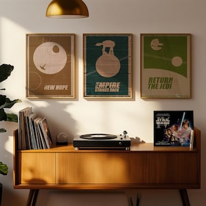 Star Wars Trilogy Poster Set - Original Saga Wall Art, Sci-Fi Movie Print Collection, Gift Idea for Star Wars Fans