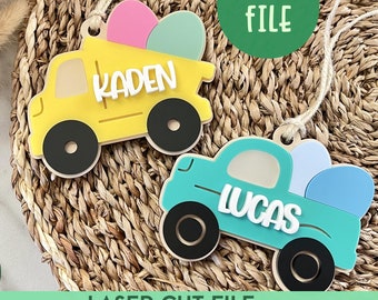 Dump Truck Easter Basket Tag SVG, Boy Easter Tag SVG, Easter Gift Tag, Kids Easter Tag, Easter Basket Tag, Easter Gift for Boys, Glowforge