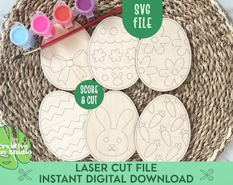 DIY Easter Craft for Kids SVG, Easter Color Me Laser File, Easter Paint Kit Svg, Easter Basket Filler, Easter Gift for Kids, Glowforge Craft