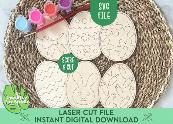 DIY Easter Craft for Kids SVG, Easter Color Me Laser File, Easter Paint Kit Svg, Easter Basket Filler, Easter Gift for Kids, Glowforge Craft