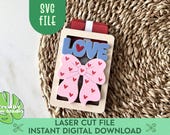 Love Bow Valentine's Day Gift Card Holder SVG, Laser Gift Card Holder, Valentine's Gift Tag, Heart Money Holder, Coquette Bow SVG, Glowforge