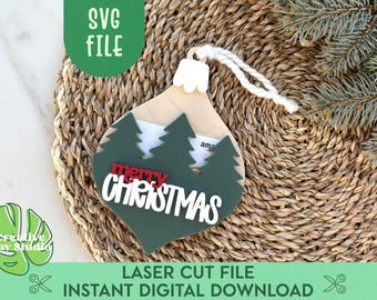 Christmas Trees Ornament Gift Card Holder SVG, Merry Christmas Ornament SVG, Laser Gift Card Holder, Gift Card Sleeve SVG