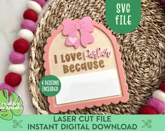 I Love You Because Sign SVG, Valentine's Decor, Valentine's Day SVG, Valentine's Basket Stuffer, Glowforge Valentine File, Gift for Kids SVG