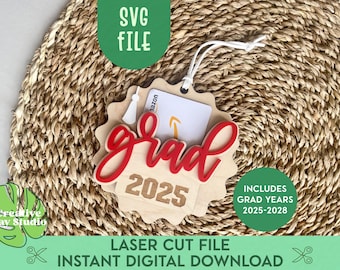 2026 Graduation Gift Cad Holder SVG, Grad Money Holder, Class of 2026, Graduation Keepsake Gift, Laser Gift Card Holder, Glowforge Grad SVG