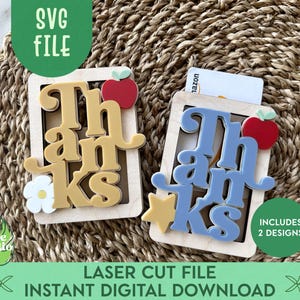 Dankeschön-Geschenk für Lehrer, Dankeschön-Geschenk für Lehrer, Laser Geschenkkartenhalter, Glowforge Lehrer SVG