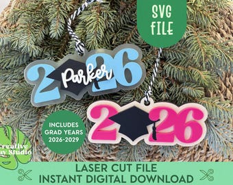Abschluss Ornament SVG, Laser Cut Dateien, Klasse von 2026, Abschluss Andenken, Senior Nacht Geschenk, Abschluss Auto Anhänger, Teen Geschenk SVG